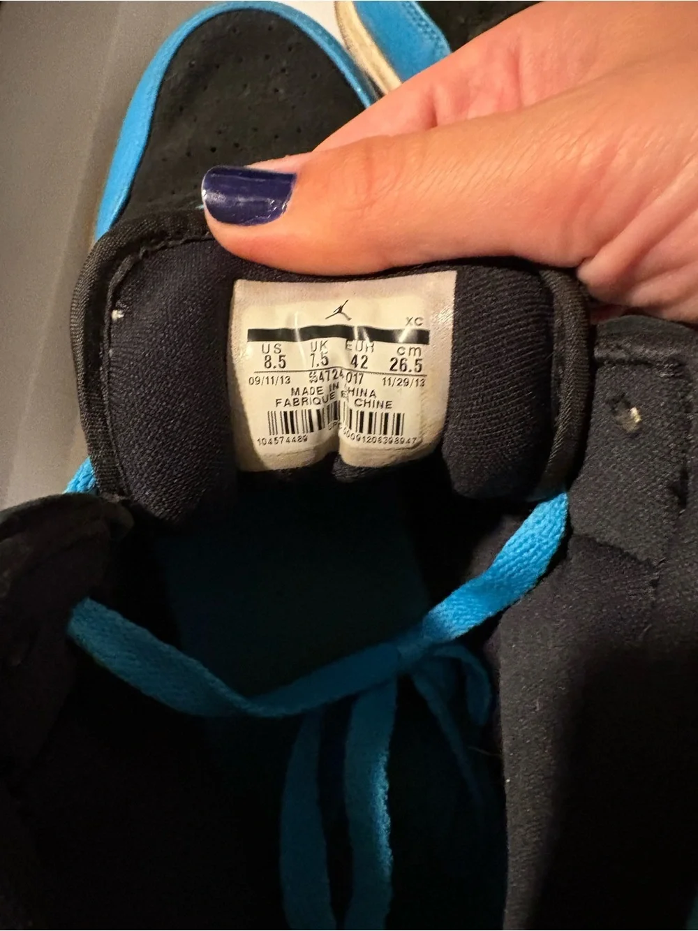 Jordan Mid-Top Sneakers in Black and Bright Blue